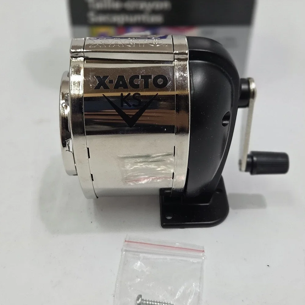 VTG 2003 X-ACTO BOSTON KS DELUXE PENCIL SHARPENER WALL MOUNT MANUAL CHROME NIB